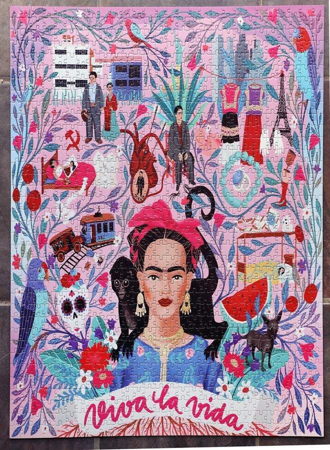 eeBoo: Piece and Love Viva la Vida Frida Kahlo 1000 Piece Square Adult Jigsaw Puzzle, Puzzle for Adults and Families, Glossy, Sturdy Pieces and Minimal Puzzle Dust - Image 2